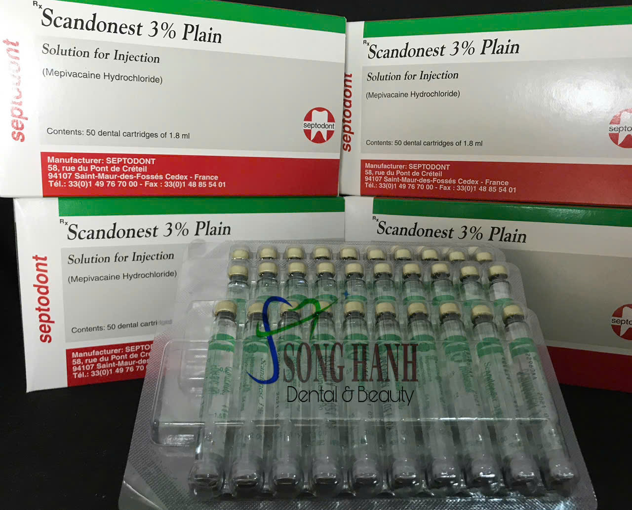 Tê Pháp xanh lá Scandonest 3% Plain - Septodont